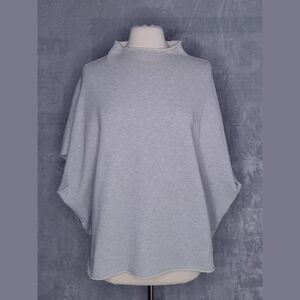 FRANK & EILEEN Gray Melange Audrey Funnel Neck Capelet Top One Size Beachy Layer